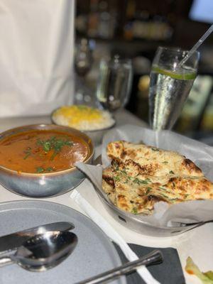 Lamb Tikka Masala and Fresh Made Garlic Naan! The perfect combination.