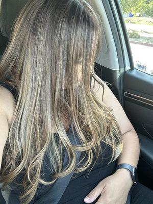 When I left, this isn't even what I asked for. It looks decent but she did what she had to to make it look like this. It felt dead