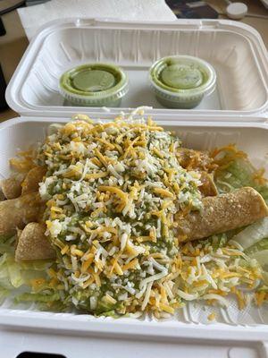 3 ROLLED (W/GUAC) TACOS ! Delicious