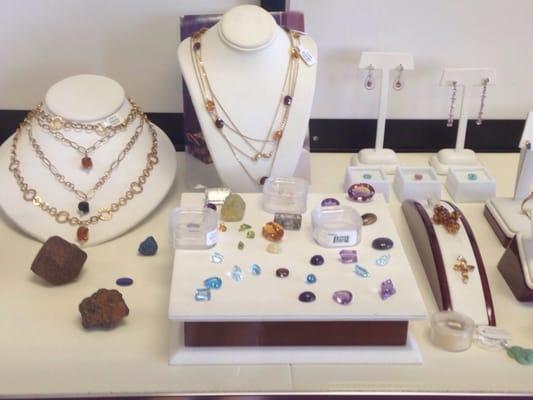 Colored stones, set and loose. Loose stones available to be set in mounting or pendant of your choosing.