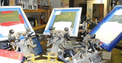 Our small but mighty print shop, 6 color manual press with very accurate registration!