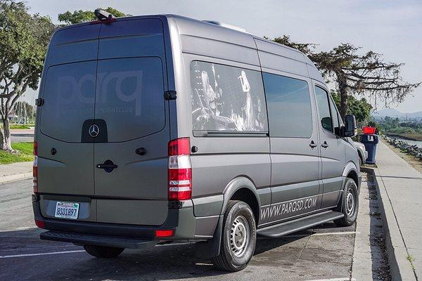 Satin Dark Grey 3m Wrap with frosted logos and full color print windows