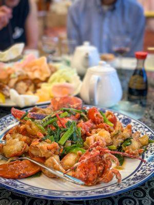 Lobster with ginger and scallions