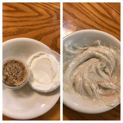 Sour cream and brown sugar topping for the seasonal strawberry pannekoeken... odd but it was yum