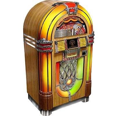 New and classic jukeboxes - 45 rpm records, CDs, Hard drive, and internet music systems.