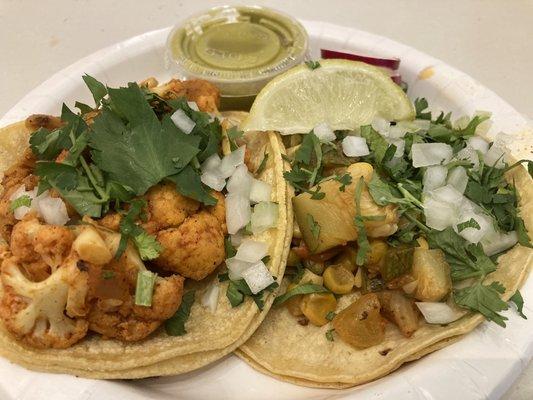 Vegan Pastor Taco and Vegan CDMX Taco