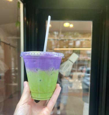 Ube matcha, iced