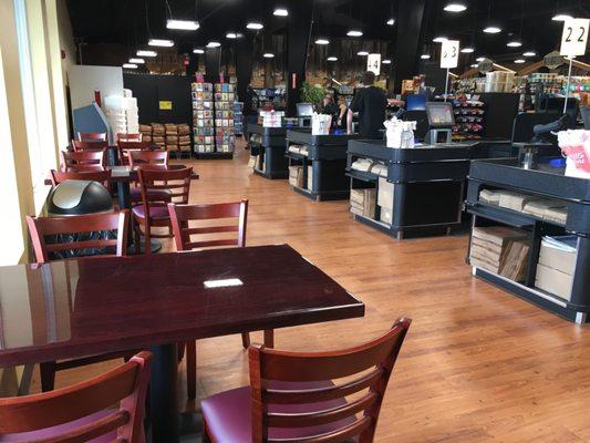 Eat-in area by the cashiers