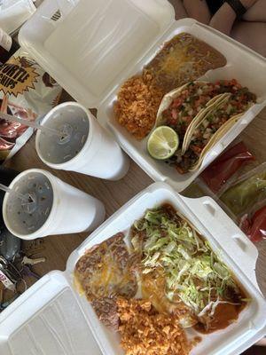 #3 chicken enchiladas and # 8. Carne Asada Taco (2)