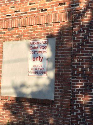 Quick Stop of Norwood -- 496 Washington Street / Route 1A, Junction of Railroad Avenue, Norwood Sign about "Costumers"