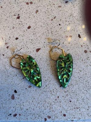 My green earrings that go perfect with this dress