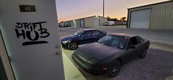Sunset at Drift HUB with a 240sx and is300