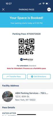 You get a QR code when you prepay for parking