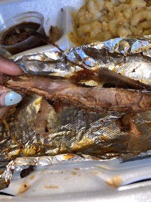 There's no bone all dried out meat. Look at how thin it is.