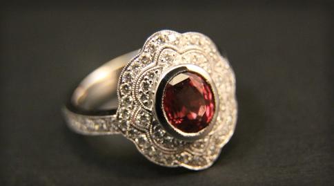 Pink Sapphire Diamond Ring