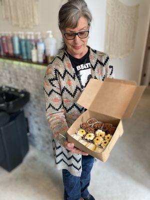 Our personal baker; Lynn doing her weekly delivery.