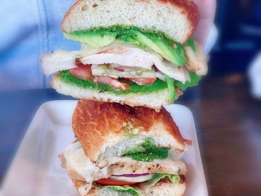 Pesto Chicken on Dutch Crunch