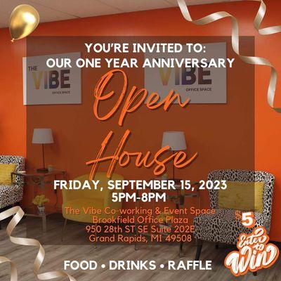 The Vibe Office Space is an intimate space, a large banquet room that seats up to 60 people. Call now for a tour! Walk ins- $10