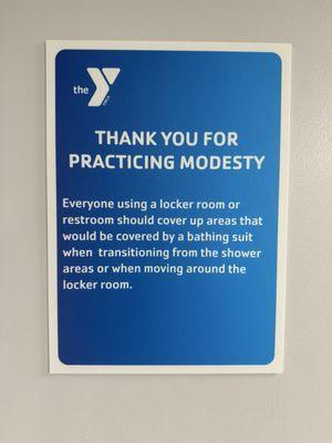 Sign in the women's locker room.