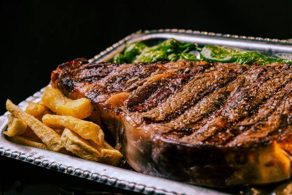 t-bone and porterhouse with fries