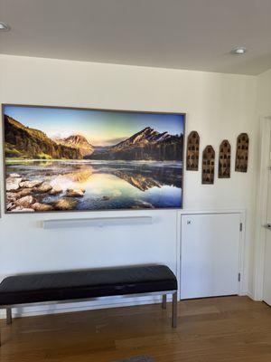 Samsung Frame 85". Sonos ARC. Home theatre near me.