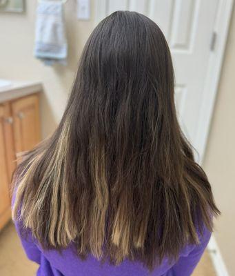 Bottom layer uneven, looks choppy and blunt