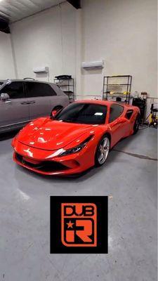 Ferrari F8 Tributo with a full Dub iR tint install.