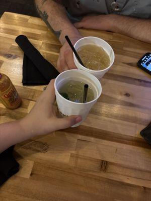 Cheers to Friday! Drinking a spicy margarita and a Baxter Punch