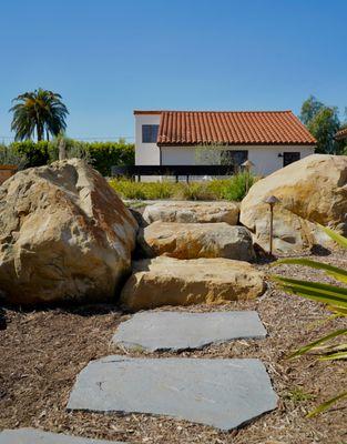 Flagstone Pathway leading to Custom Sandstone Stairs