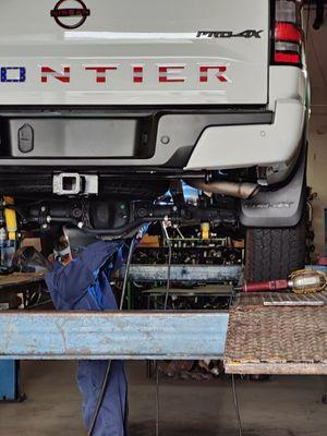 Richard putting on some nice thick welds on my exhaust