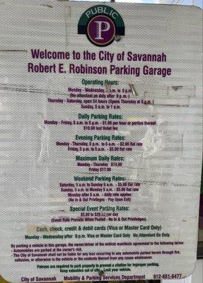 Parking rates as of 4/18/2025