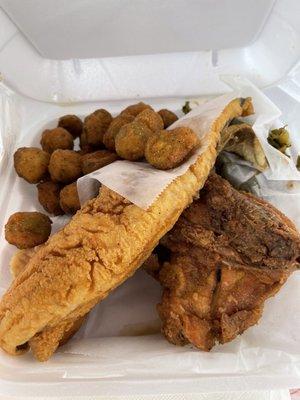 Dark meat chicken and fish combo
