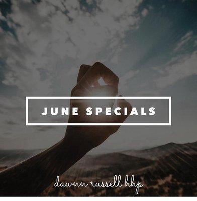 The sky with a hand. Word- June specials
