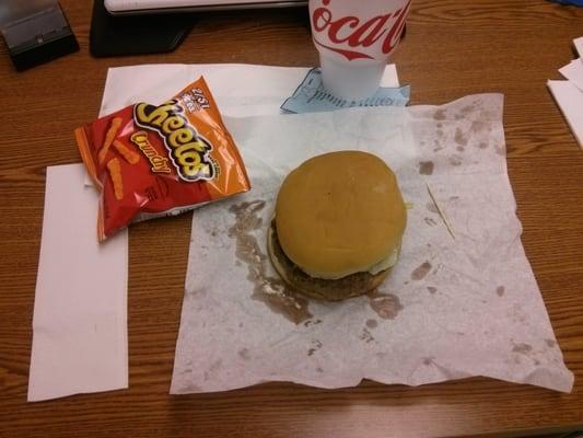 1/2 lb. Jimbo burger with cheese combo--comes with a bag of chips and a 32 oz. drink.