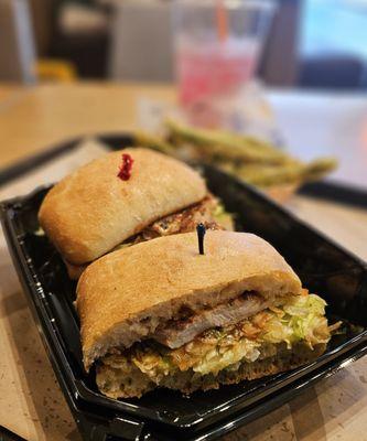 Grilled Chicken Sandwich Meal Tempura Green Beans