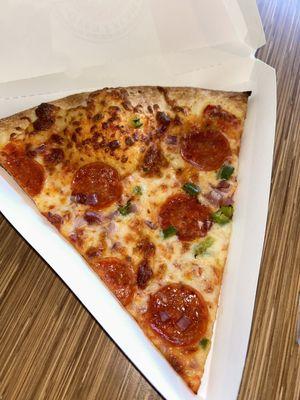 Pepperoni pizza with Bell pepper and onion