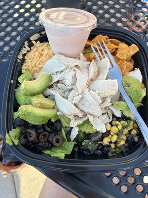 Fiesta Chicken Salad. Plenty of dressing and a "real fork"
