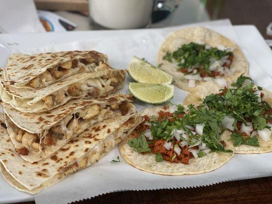 Quesadillas and taco