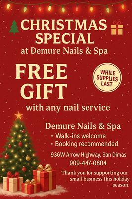 Celebrate the holidays with us at Demure Nails & Spa!