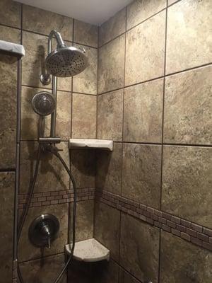 Custom tiled Roman shower