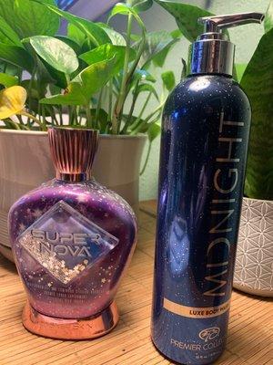 Super Nova bronzing lotion! And the Midnight body wash. If you want your tan to last longer the body wash is the way to go.