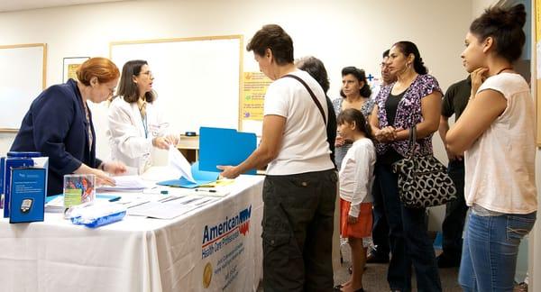 Screening registeration at a community event