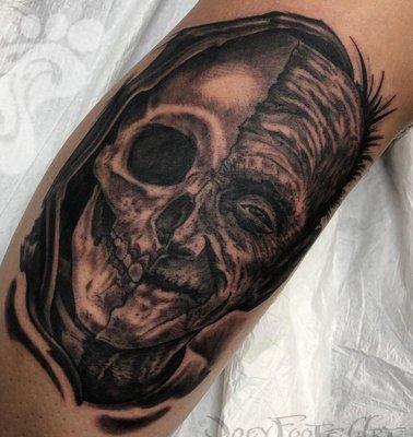 The tattoo Joey did on my right calf.