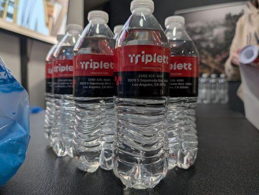 Branded water bottle labels