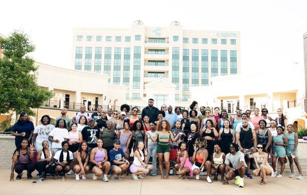 Group photos from yoga at the green space Madison MS