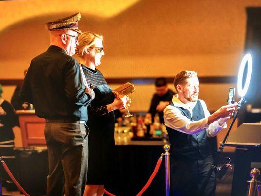 360 Degree Glam Cam video booth at the Reno Ballroom for a Corporate Casino-Themed Holiday Party.