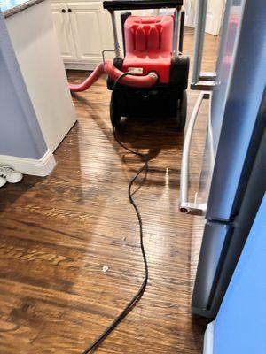 Machine the tech used to blow debris and dust.