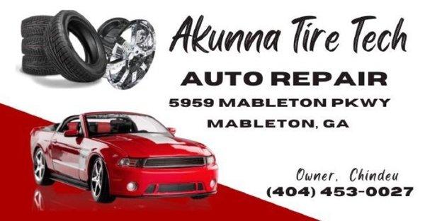 Visit Akunna Tire Tech, LLC
for new and used tires, wheel repair, as well as total car service needs.