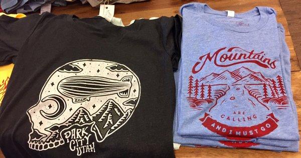 Samples of other shirts at the shop