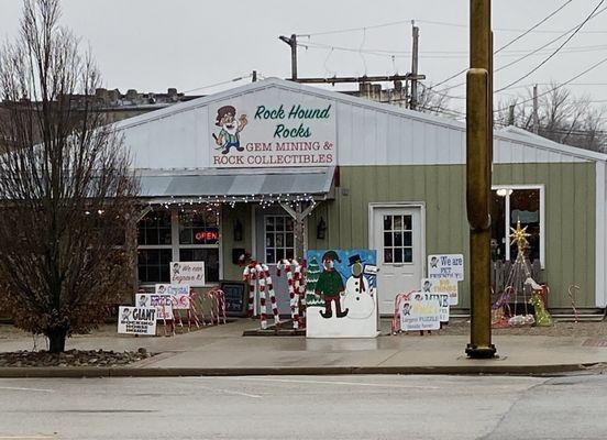Store front at Christmas time